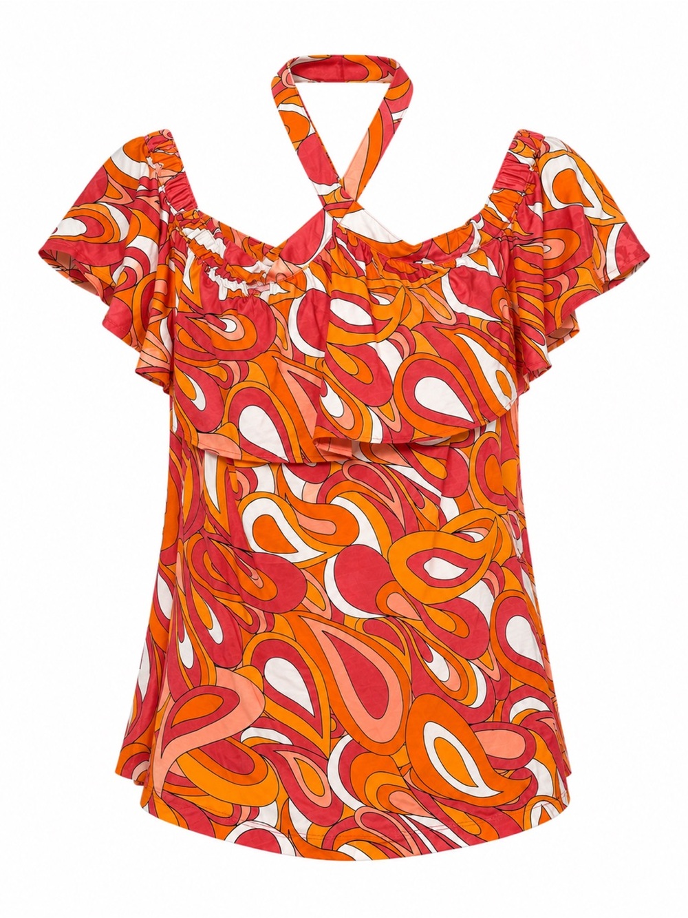 Michael Michael Kors Women's XL Abstract Print Ruffle Halter Top NWT
